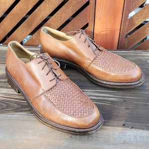 Joseph Abboud Men's Half Woven Oxford Shoe.  10.5 D. Italy. Brown Leather. Used.